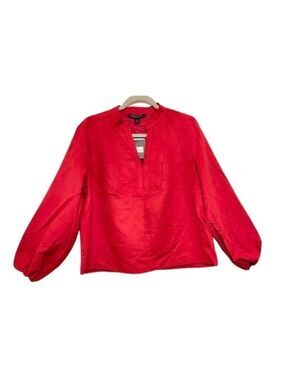 Andrew Marc New York Suede Ballon Sleeves Blouse
